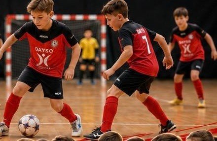 Niños del Club Fútbol Sala Fuenla Sport de DAYSO en un partido